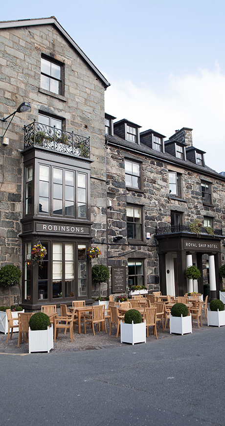 External shot of the Royal Ship Hotel in Dolgellau near to Snowdonia National Park, Cadair Idris, Bala and Barmouth